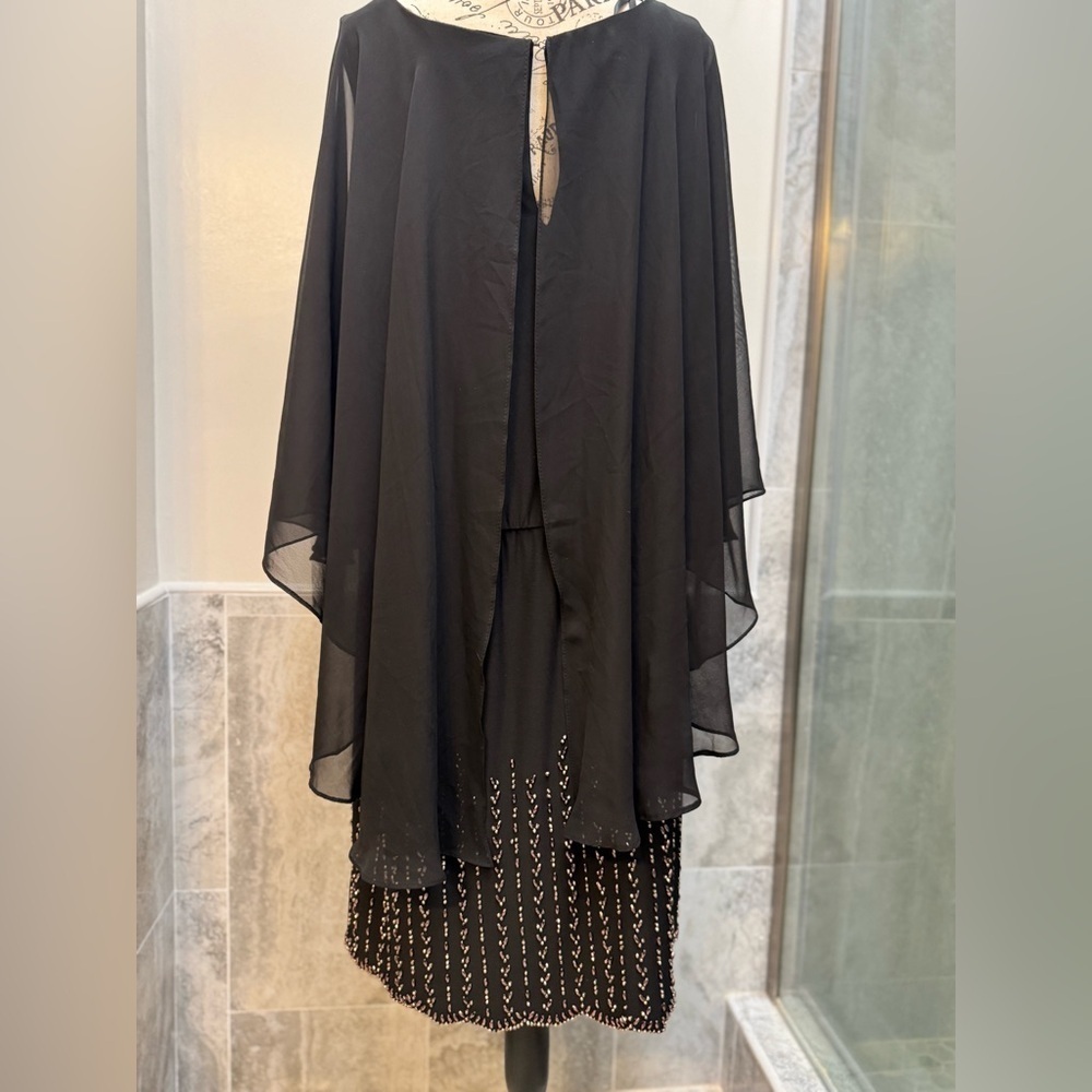 Xscape Black Drape Top Beaded Plus Size Evening Dress 16W - Picture 4 of 8